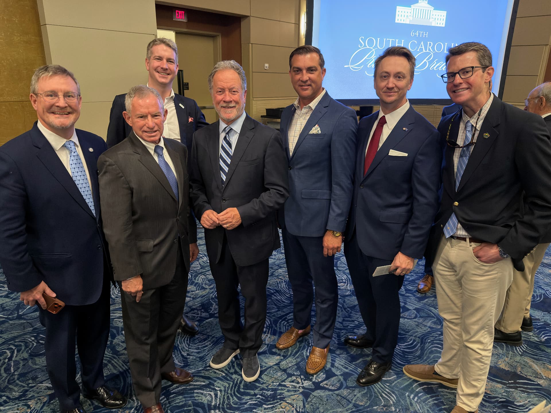 Mark J. Finlay with members of the Come Further Up, Come Further In! fellowship and Governor David Beasley (centre) at the 64th South Carolina Prayer Breakfast, Columbia