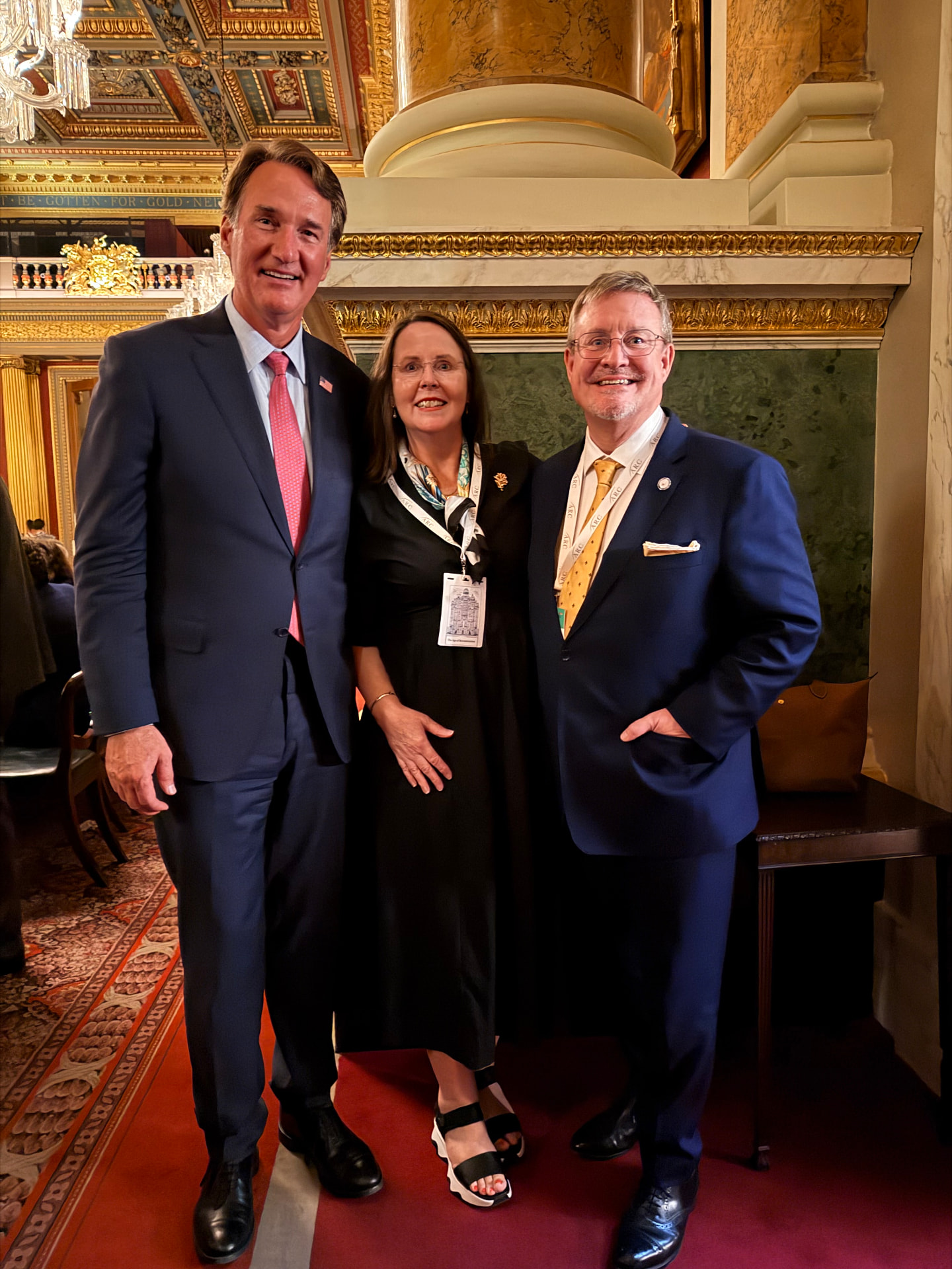 Former Virginia Governor Glenn Youngkin with Karen and Mark J. Finlay in London