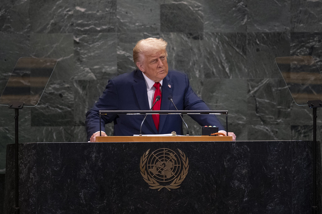 President Donald Trump addressing the United Nations General Assembly