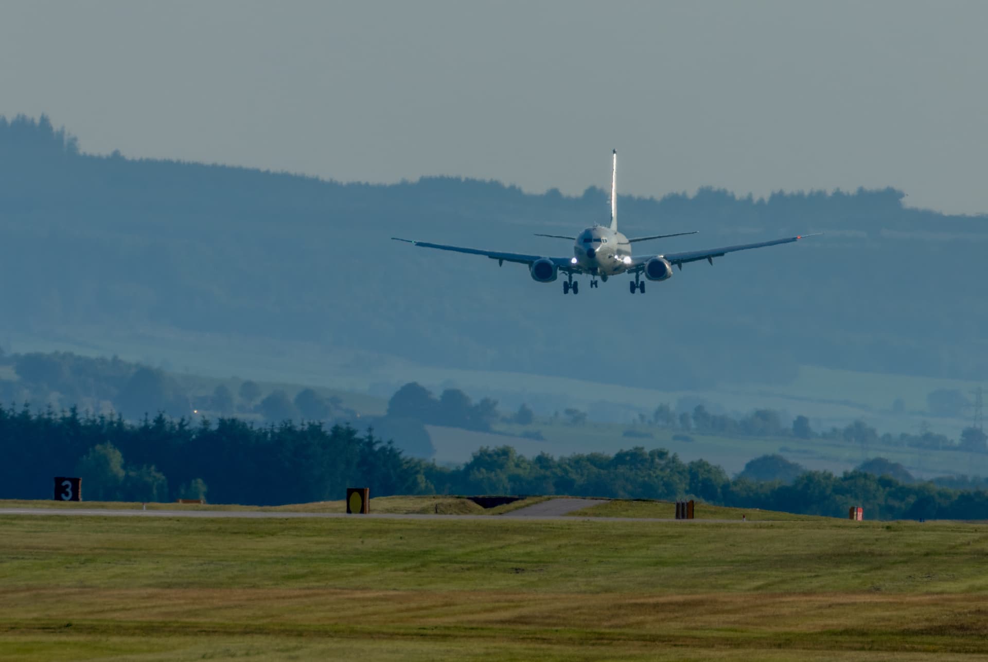 RAF Boeing P-8A Poseidon ZP801 on final approach to RAF Lossiemouth in Scotland