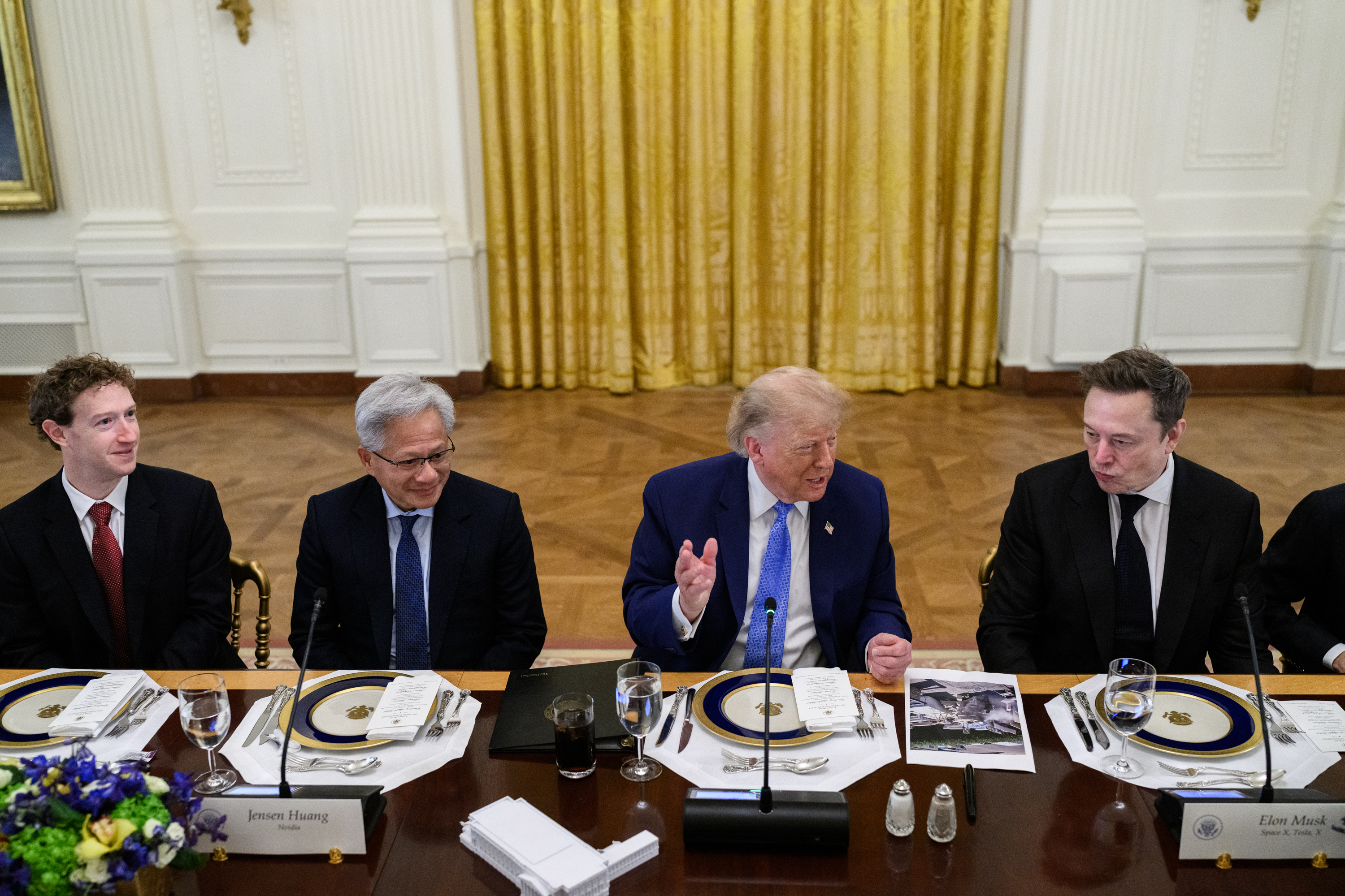 President Donald J. Trump hosts a luncheon on Super Intelligence in the East Room of the White House, Tuesday 29 September 2026, with technology leaders including Elon Musk, Mark Zuckerberg and Jensen Huang